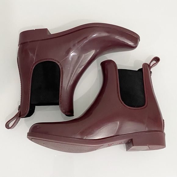 SAM EDELMAN Tinsley Chelsea Rubber Rain Bootie Sangria Size 7 - Picture 6 of 14